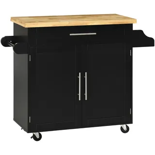 Homcom Küchenwagen Schwarz 109 x 40 x 89 cm Esszimmer Servierwagen