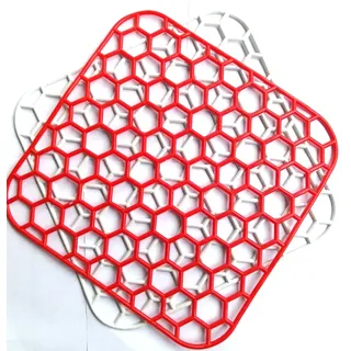 2 Stück rot/weiß eckig 28x28 cm Spülbeckeneinlagen Spülmatte Spüleinlage