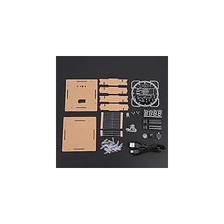 SUNGOOYUE Lichtsteuerungsuhr Kit, Multifunktions Kunststoff DIY Lichtsteuerungsrotation Digitale LED Elektronische Temperaturuhr Kit Suite (Blaue Teile + Netzkabel + Gehäuse)
