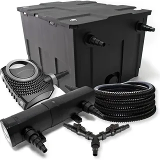 Wiltec SunSun, Brunnen + Gartenteich, Teichfilter Set 60000l 36W Teichklärer NEO10000 80W, Pumpe 25m Schlauch