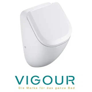 Vigour DERBY Urinal Zulauf verdeckt mit SoftClose Deckel & Befestigungssatz, spülrandlos weiß