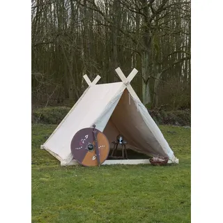 Battle Merchant Gruppenzelt Wikingerzelt, 3 x 2.7 x 2 m, 350 gsm, naturfarben weiß
