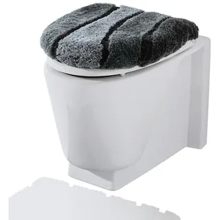 REDBEST Badematte WC-Deckelbezug "Louisville", Höhe 20 mm, Gummizug:, Streifen grau