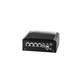 MNBOXCONET Lüfterlos Mini PC N150 Firewall Appliance Industrial Micro Büro, 4 x 2.5Gbit LAN + 2 RS232 Com, Barebone No Ram No SSD, 6USB, Router/Home Computer Hardware, HD DP Dual Dispaly