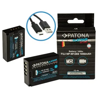 Patona 2x Platinum Akku für Fuji NP-W126S mit USB C Input Kamera-Akku Ersatzakku Akku 1050 mAh (7,2 V, 2 St), FUJIFILM X-H1 X-Pro3 X-T100