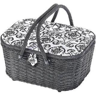 Kobolo Nähkästchen Nähkorb Nähkörbchen - florales Design - 35x27x17 cm