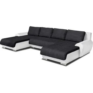 Wohnlandschaft Eckcouch Ecksofa Otis - Big Sofa, Couch mit Schlaffunktion und Bettkasten, U-Sofa, U-Form (Weiß + Schwarz (Madryt 120 + Berlin 02))