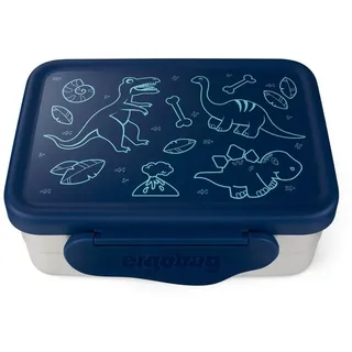 ergobag Edelstahl-Brotdose Blau Dinosaurier