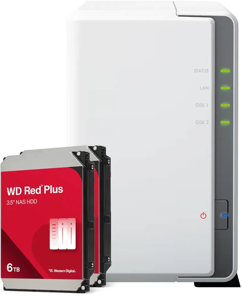 Synology DS223j 12TB WD Red Plus NAS-Bundle NAS inkl. 2x 6TB WD Red Plus 3.5 Zoll SATA Festplatte