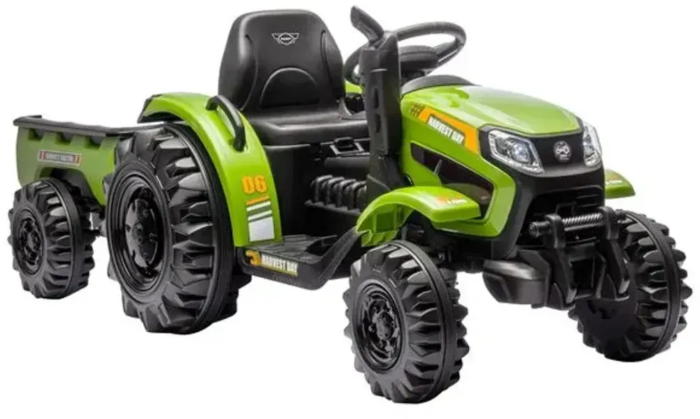 Kinder Traktor Elektro mit Anhänger Grün HECHT 50435