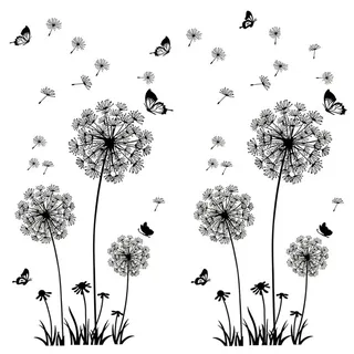 Coonoor Wandtattoo Wandtattoo Pusteblume, Wandsticker Wohnzimmer Pflanzen Blumen (2 St)