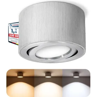 SSC-LUXon CELI-1A LED Aufputzleuchte dimmbar - 3 Lichtfarben einstellbar - runder Aufbauspot Alu schwenkbar 230V 6 Watt