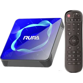 RUPA Android TV Box 11.0, 2025 Neueste Smart TV Box 4GB RAM 32GB ROM Amlogic S905W2 Media Box Unterstützung 2.4G/5.8G WiFi BT5.0 HDMI 3.0 100M 3D 4K HD TV Box mit Fernbedienung
