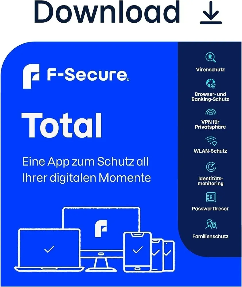F-Secure Total 2026 inkl. VPN, 5 Geräte - 2 Jahre, Download