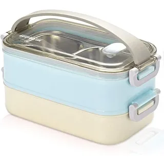 2-lagige Lunchbox aus Edelstahl, tragbar, Thermo-Bento-Boxen, isolierte Lunchbox, isolierte Lunchbox, Lebensmittelaufbewahrungsbehälter für Schule,
