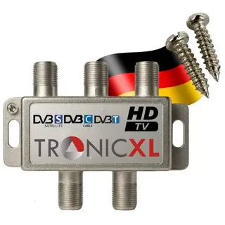 DVBT DVBC DVBS Sat F-Splitter 4-fach Antennenverteiler Weiche Kabelfernsehen