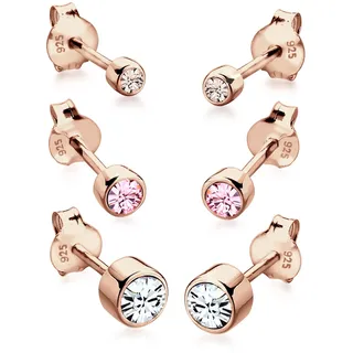 Elli Basic 3er Set 925 Silber vergoldet, mit Kristallen von Swarovski® rosefarben Damen