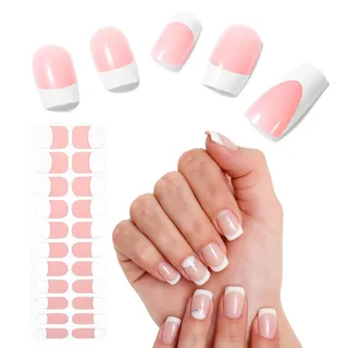 UV Gel Nagelfolie Selbstklebend Maniko Nails Halbgehärtete Gel-Nagelstreifen Nagel Sticker Nagelkunst French Tip Sticker Fingernägel Zum Aufkleben Nagelaufkleber Für Frauen Damen Nail Art