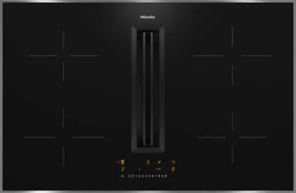 Miele KMDA 7272 FR-A Silence - Induktionskochfeld mit Dunstabzug mit 5 Jahre Garantie, mit Edelstahlrahmen für aufliegenden Einbau, 80 cm
