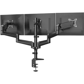 HUANUO Monitor Halterung 3 Monitore für 17-32 Zoll Bildschirme, Bildschirmhalterung 3 Monitore Höhenverstellbar, Monitorarm, Tragen Sie 8 kg pro Arm, Schwarz