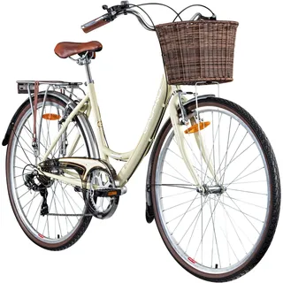 Galano Piccadilly 28 Zoll Damenfahrrad 7 Gang Citybike Stadt Fahrrad Damenrad Hollandrad (Elfenbein, 41 cm)