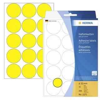 Herma Klebepunkte 2271 gelb Ø 32,0 mm, 480 St.