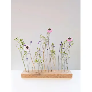 Flowerbar Fliederleicht | Trockenblumen & edle Eiche (60 cm) Blumenleiste, Flowergram, Dekoration, Getrocknete Blumen und massives Eichenholz, Nachhaltige Blumendekoration