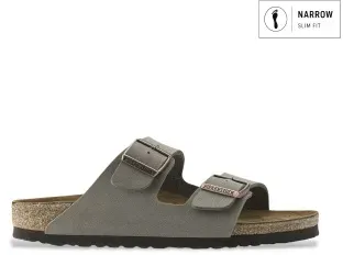 Birkenstock Unisex. 151213 Sandalen aus Leder Arizona Stone (Schmale Passform) grau (40), Wohnung, Keine, Lässig