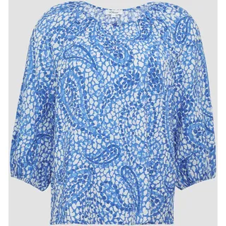 S.Oliver - Strukturierte Relaxed-Fit-Bluse mit Raffungen und Raglanärmeln, Damen, blau, 42