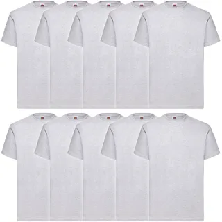 10er Pack Fruit of the Loom Valueweight T-Shirt, grau, S