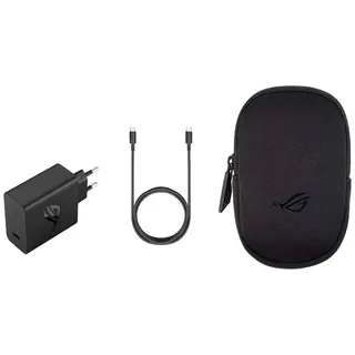 Asus ROG 65W Adapter & 1,2m USB-C; Hypercharge, Handy Ladegerät mit Schnellladefunktion, USB-C, inkl. ROG Transporttasche, schwarz