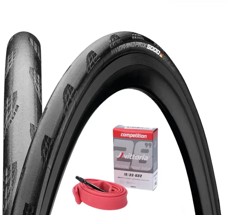 CONTINENTAL Reifen Bundle Grand Prix 5000 28" | Vittoria Schlauch Late