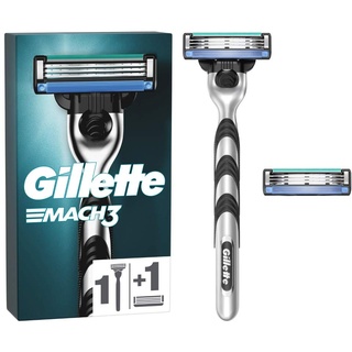 Gillette, Mach3 Herren mit 2 Rasierklingen aus präzisionsgeschliffenem Stahl für bis zu 15 Rasuren pro Rasierklinge aktuelle Version, Schwarz