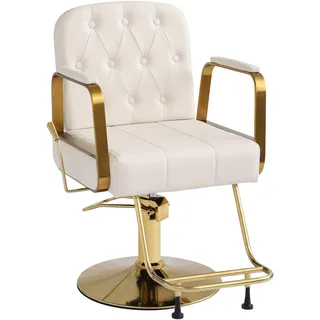 Anunweldo 360-Grad-Drehung Friseurstuhl, Kippbarer Hydraulisch Friseurstuhl für Schönheitssalon Friseursalon (Weiß)