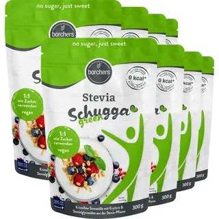 BORCHERS Schugga green, Kristalline Streusüße, Stevia-Erythrit Mischung (8x300g)