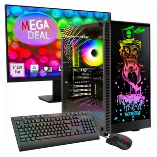 gamemax Gaming-PC MegaDeal Rockstar SET2636 2023 27" LED AMD Ryzen 5 7500F 4,0 GHz 32 GB RAM 1 TB SSD GeForce RTX 5060 Windows 11