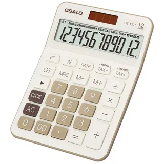 OSALO Taschenrechner Tischrechner Großes Display Große Tasten 12-stelliger Bürorechner Schreib mit Mehrwert Steuer Funktion(OS-130T)