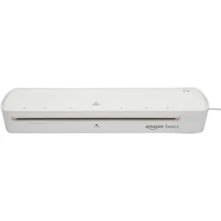 Amazon Basics Thermo-Laminiergerät, DIN A3-Format, inklusive 20 x Laminierhüllen, Weiß