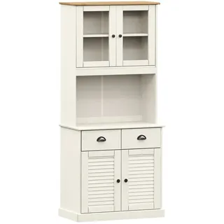 Festnight Küchenbuffet Buffetschrank VIGO Highboard Vintage Küchenschränke Küchenbuffet Kommode Holz Vitrinenschrank Vintage Küchenvitrine Weiß 78x40x175 cm