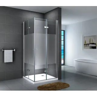 dein bau projekt Fischer und Adamek Eckdusche Komplettdusche mit Falttür rechts 80 x 190 cm Teilsatiniert mit Duschtasse