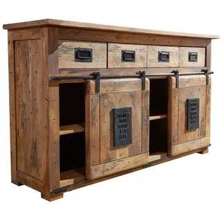 Massivmoebel24 Sideboard Mango 150x45x90 natur lackiert railway 120