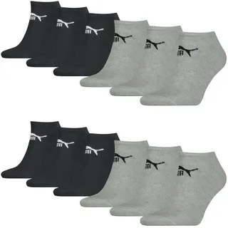 Puma Unisex Sneaker Socken knöchelhoch für Damen Herren Pack, Farbe:666 - black/grey, Socken & Strümpfe:43-46 - 43-46