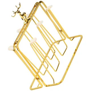 SHOWERORO Goldfarbener Edelstahl Becherhalter Wasserflaschen Abtropfständer Küchenorganizer Upside-down Design Rostfrei Praktisch Für Gläser Tassen Weinservice