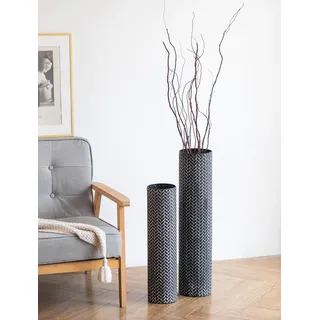 Sziqiqi Bodenvase Groß Schwarz Hohe: 70/55 cm Metall Bodenvasen für Wohnzimmer - Dekorative Vase Groß für Boden Set von 2 - Bodenvase XXL für Schlafzimmer Küche Kamin Ecke