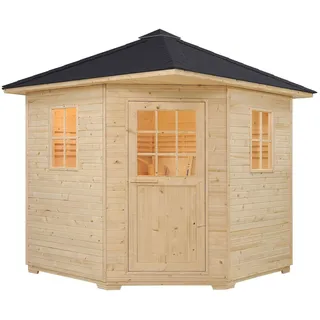 Artsauna Gartensauna Eldur mit Ofen, Licht & Zubehör – Holz Saunahaus für 4 Personen – Outdoor Sauna