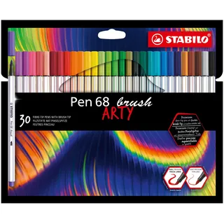 Stabilo Pen 68 brush ARTY Filzstifte farbsortiert, 30 St.