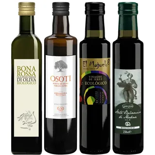 Probierpaket «Feinkost-Essig und Olivenöl» 2 Fl. Essig à 25 cl + 2 Fl. Öl à 50 cl, Bio Probierpakete