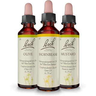 Original Bachblüten Tropfen Set "Frühlingserwachen" | Set aus 3x20ml Nr. 17 Hornbeam (Hainbuche), Nr. 21 Mustard (Wilder Senf), Nr. 23 Olive (Olive) | Gewinne Vitalität, Energie und Freude am Leben