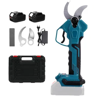 Akku Astschere Kompatibel mit Makita 21V,Professionelle Akku-Gartenscheren,Max Öffnung 40 mm,40 mm Schnittdurchmesser,LCD Display Elektrische Gartenschere Wiederaufladbare Baumschere (2 Batterie)