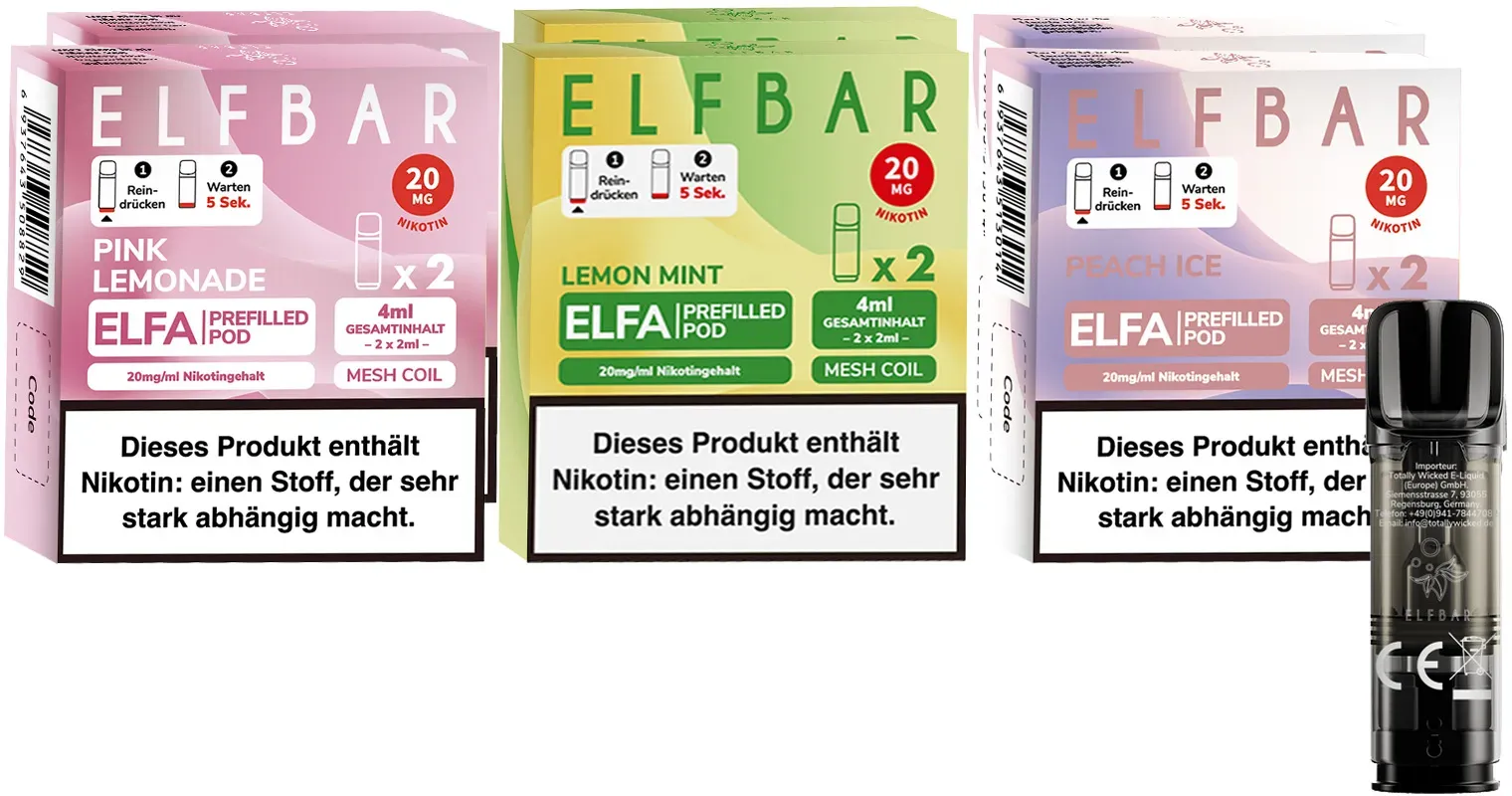 Elf Bar ELFA Prefilled Pod - Probierset Lemon Mix je 2 Pods, 6er Pack